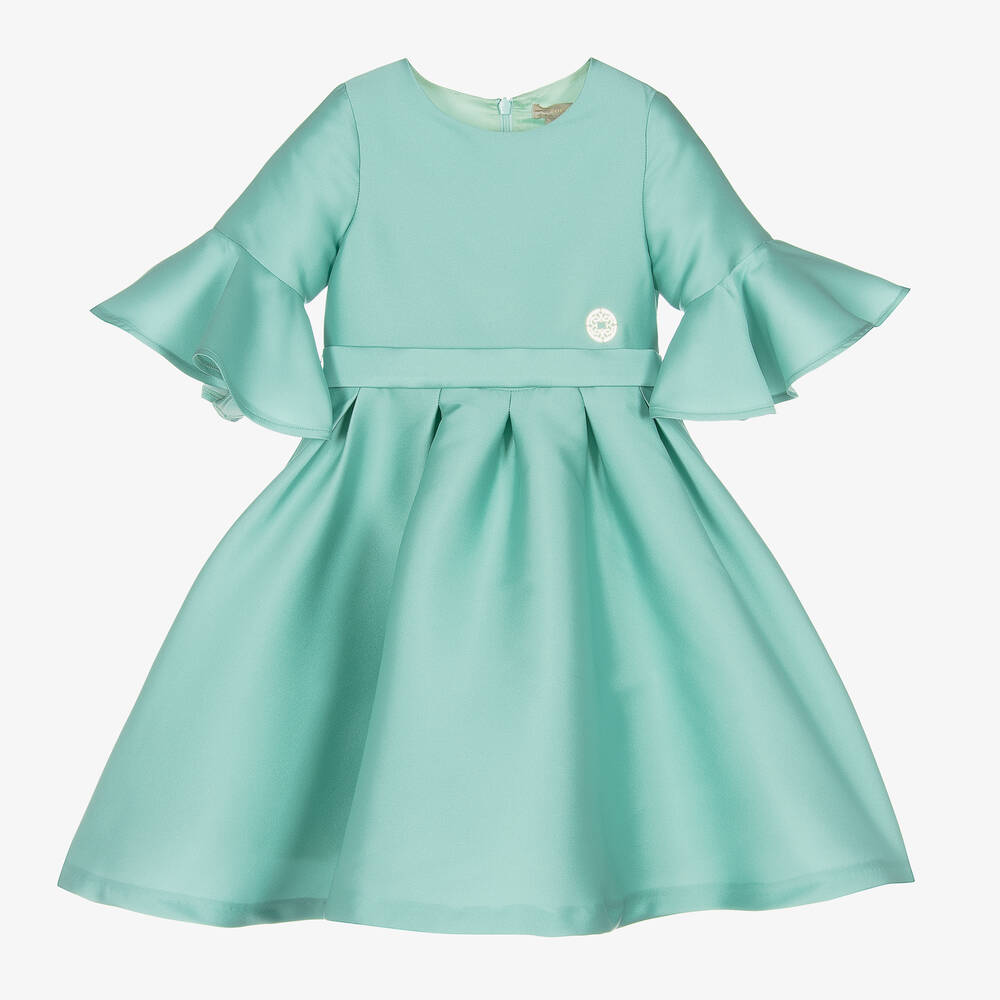 Elie Saab - Girls Aqua Blue Satin Dress | Childrensalon