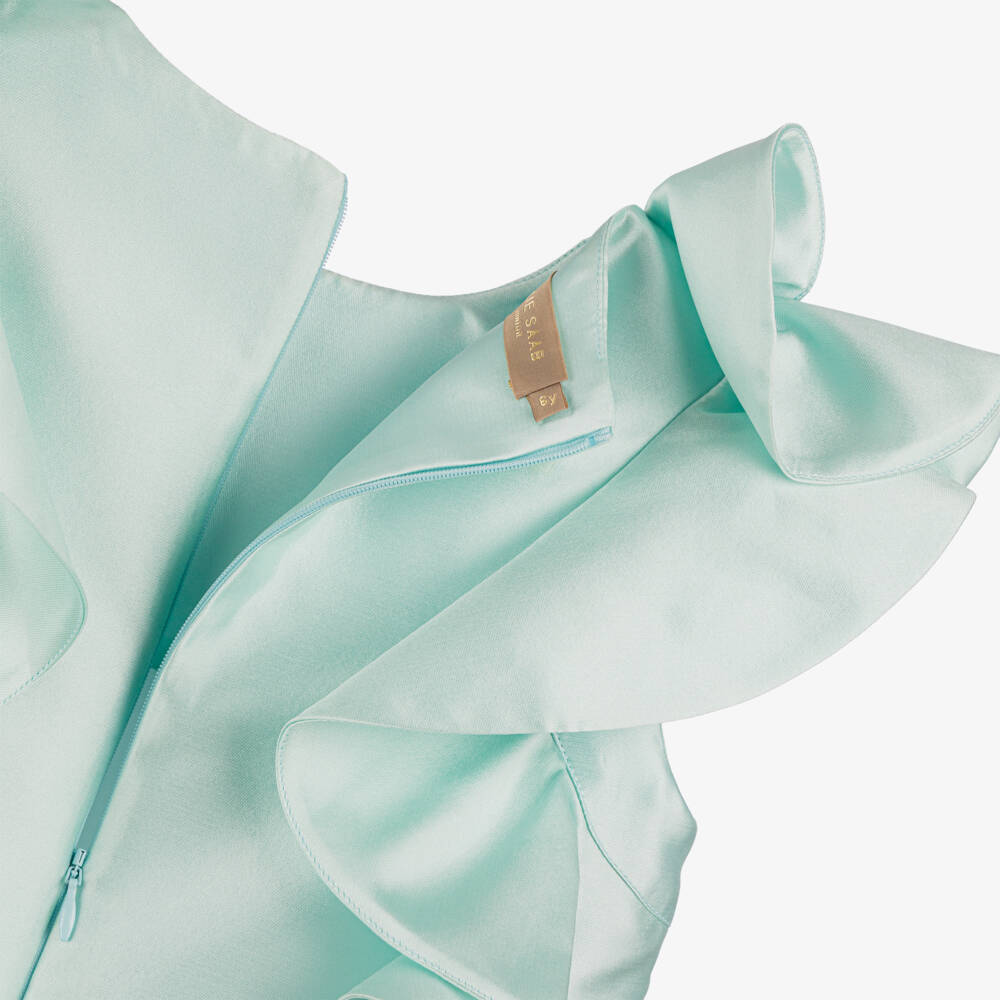 Elie Saab-Girls Aqua Blue Silk-Blend Satin Dress | Childrensalon Outlet