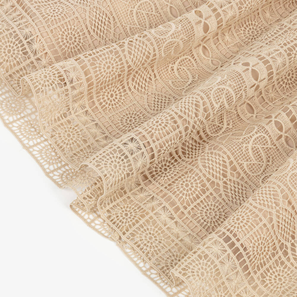 Elie Saab-Girls Beige Cotton Guipure Lace Skirt | Childrensalon Outlet