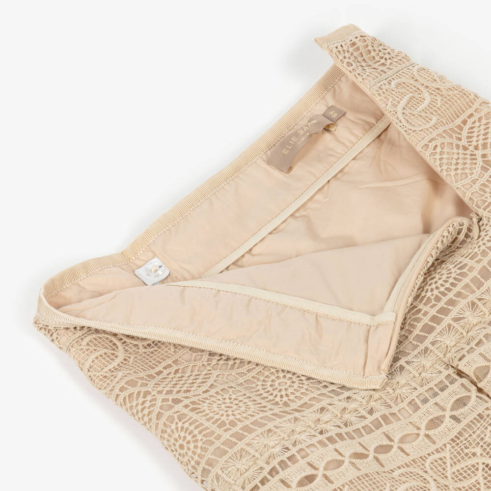 Elie Saab-Girls Beige Cotton Guipure Lace Skirt | Childrensalon Outlet
