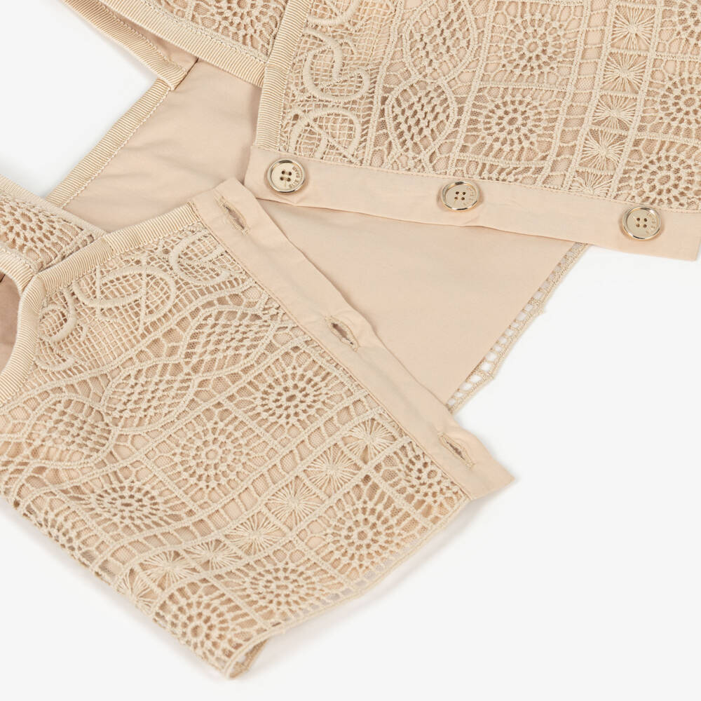 Elie Saab-Girls Beige Cotton Guipure Lace Top | Childrensalon Outlet