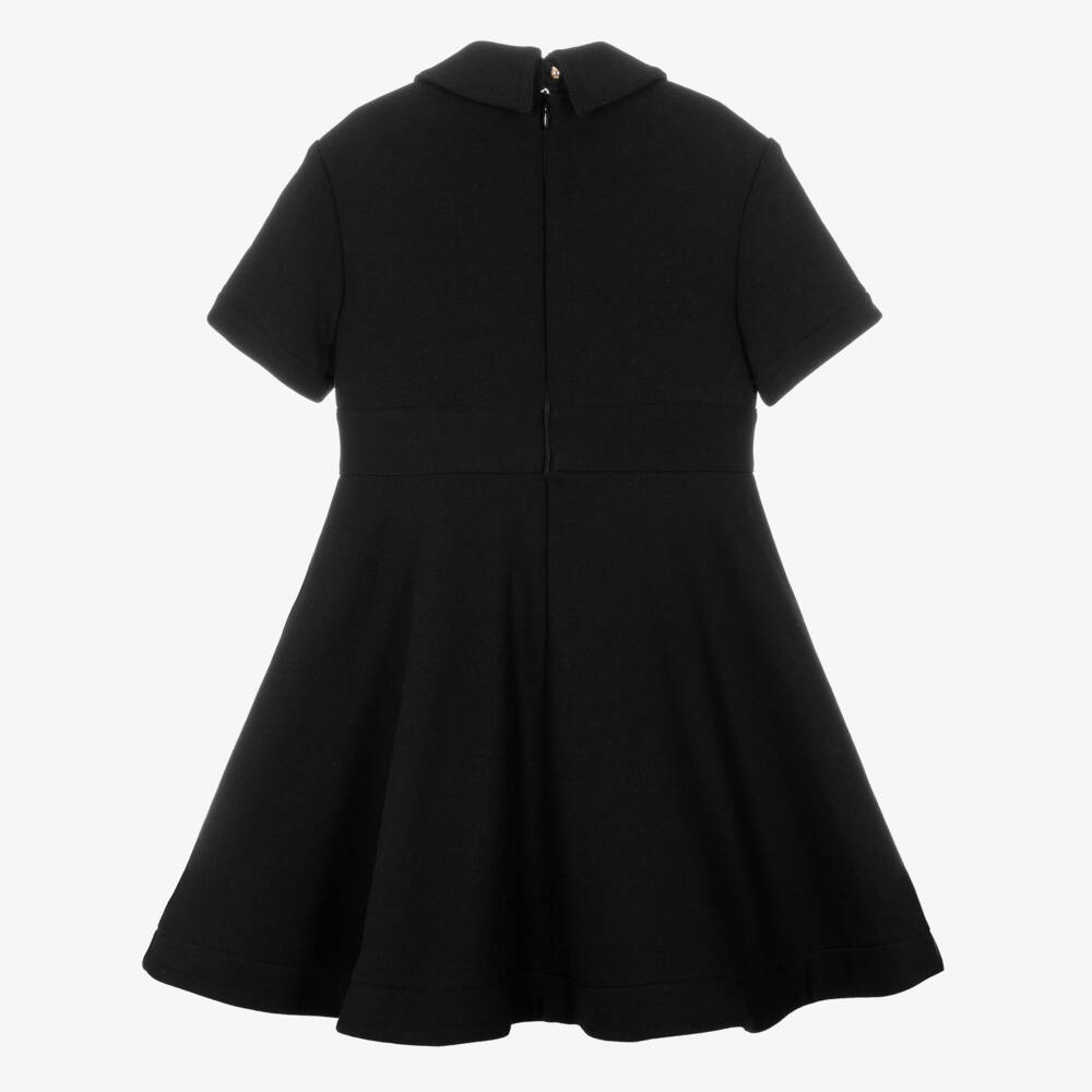 Elie Saab-Girls Black Cotton Jersey Dress with Gold Logo Detailing | Childrensalon Outlet