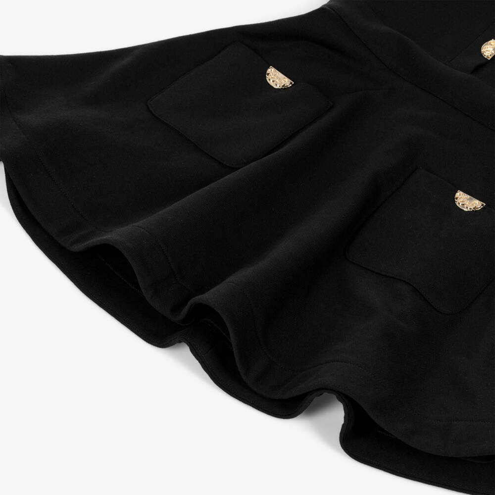 Elie Saab-Girls Black Cotton Jersey Dress with Gold Logo Detailing | Childrensalon Outlet