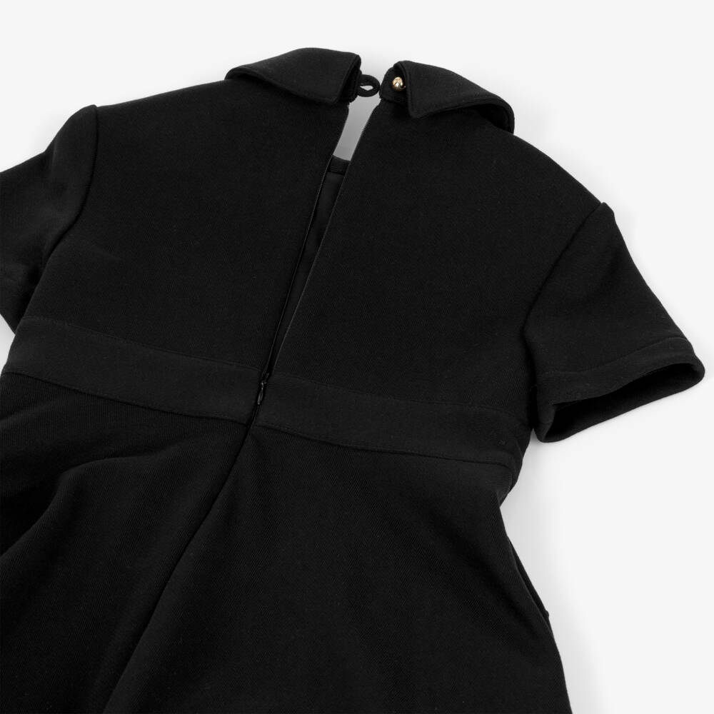 Elie Saab-Girls Black Cotton Jersey Dress with Gold Logo Detailing | Childrensalon Outlet