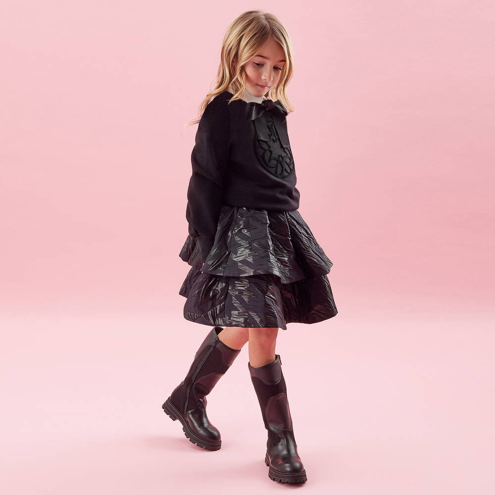 Elie Saab-Girls Black Cotton Sweatshirt | Childrensalon Outlet