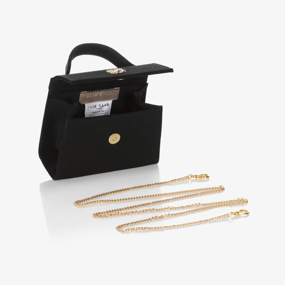Elie Saab-Girls Black Crêpe Handbag (13cm) | Childrensalon Outlet