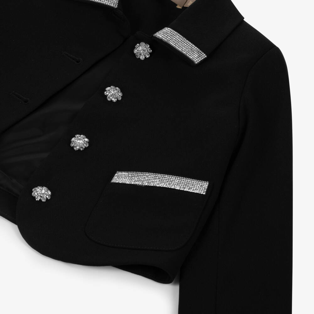 Elie Saab-Girls Black Crepe Jewel Jacket | Childrensalon Outlet