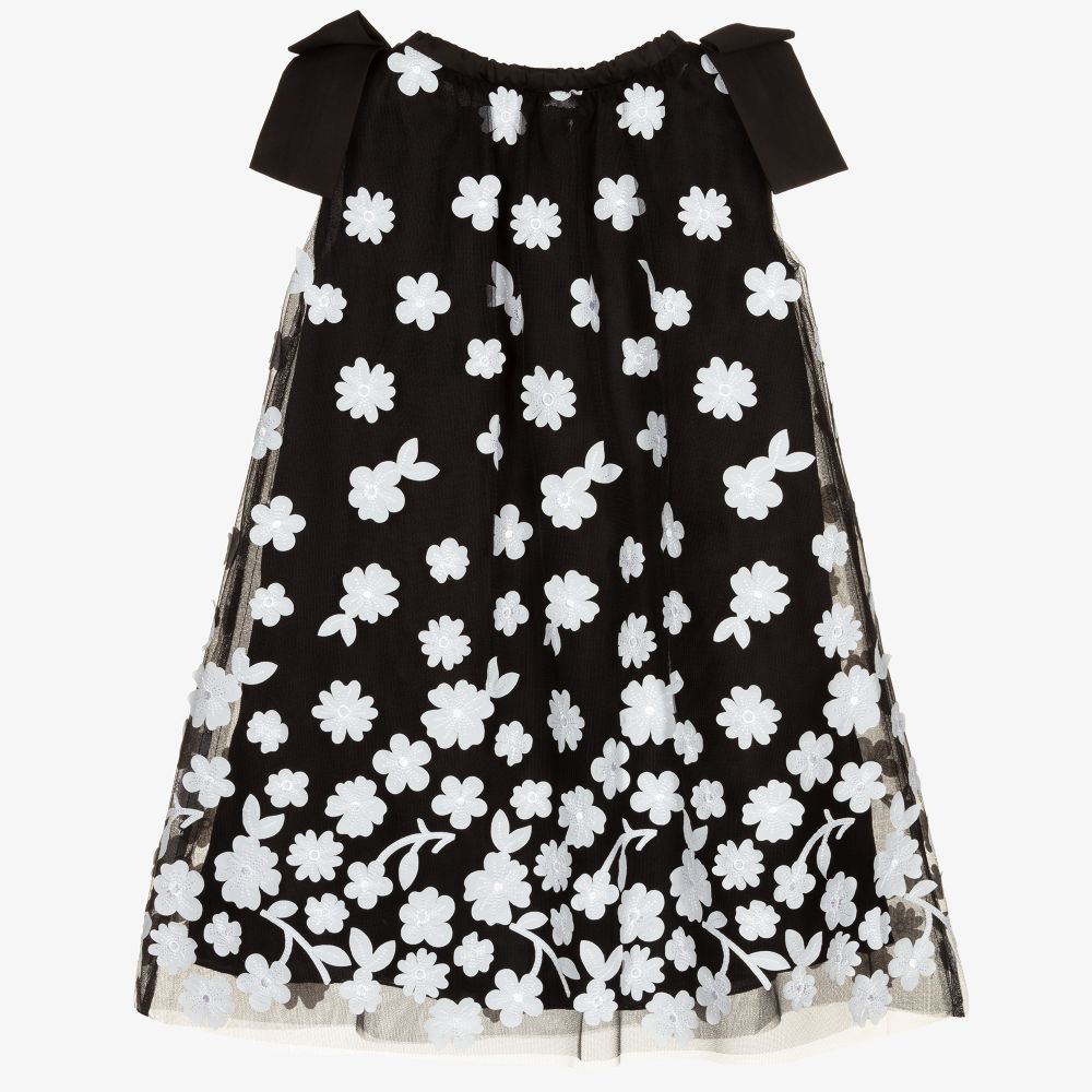 Elie Saab-Girls Black Floral Tulle Dress | Childrensalon Outlet
