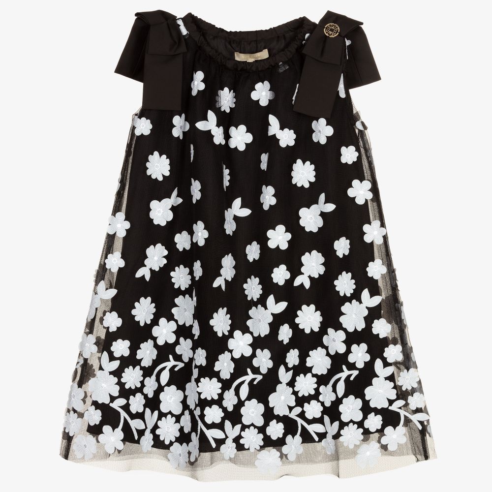 Elie Saab - Robe noire fleurs tulle Fille | Childrensalon