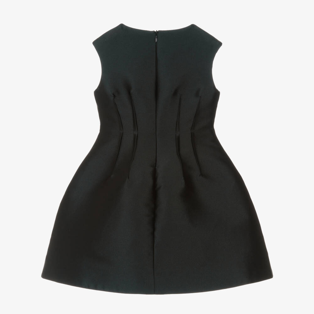 Elie Saab-Girls Black Satin Dress with Structured Skirt & Gold Trims | Childrensalon Outlet