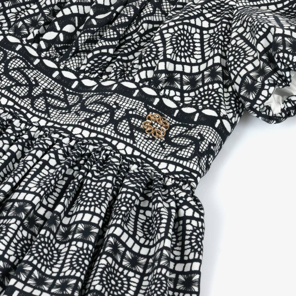 Elie Saab-Girls Black & White Cotton Printed Dress | Childrensalon Outlet