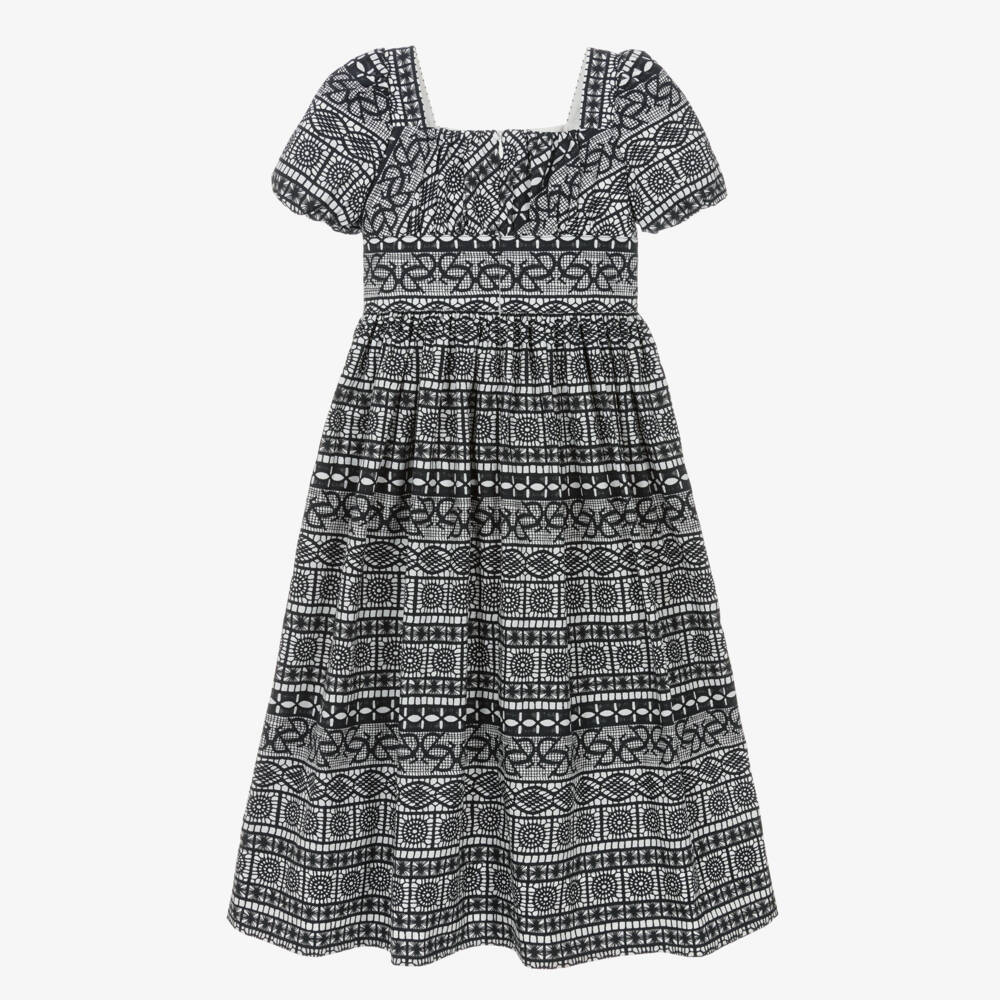 Elie Saab-Girls Black & White Cotton Printed Dress | Childrensalon Outlet