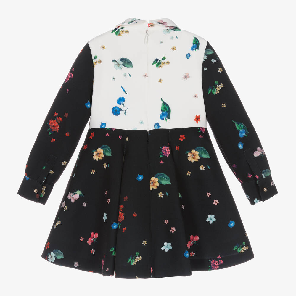 Elie Saab-Girls Black & White Floral Dress | Childrensalon Outlet