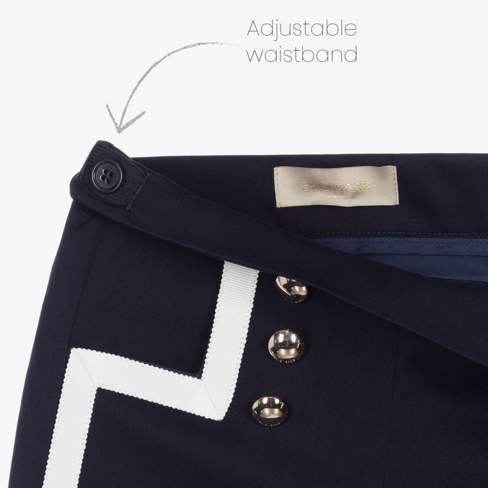 Elie Saab-Girls Blue Cotton Trousers | Childrensalon Outlet