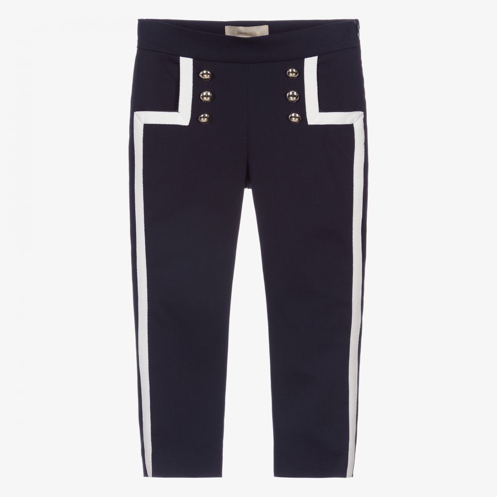 Elie Saab - Girls Blue Cotton Trousers | Childrensalon