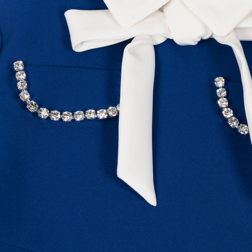 Elie Saab-Girls Blue Crêpe Twill Dress | Childrensalon Outlet