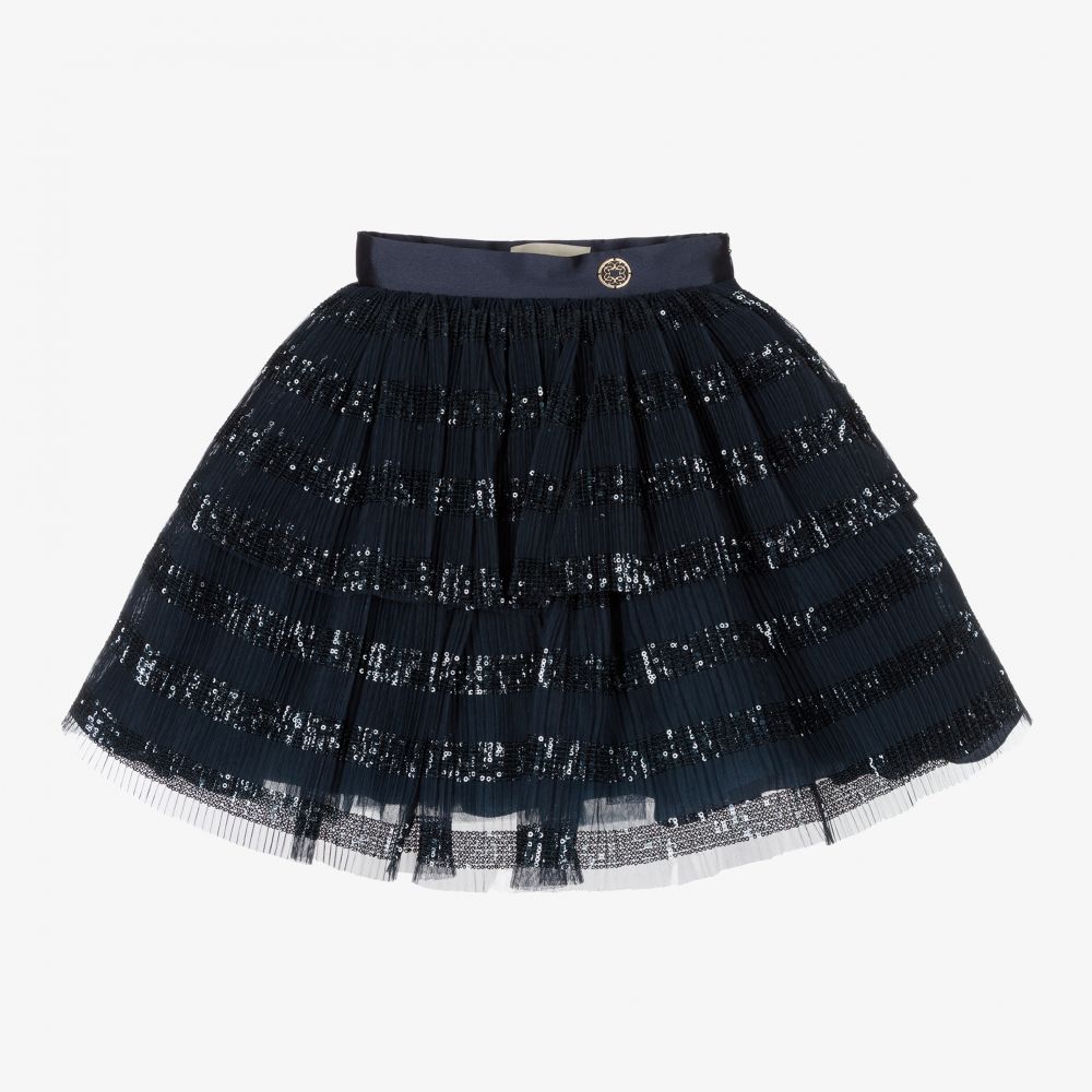 Elie Saab - Jupe bleue plissée en tulle Fille | Childrensalon