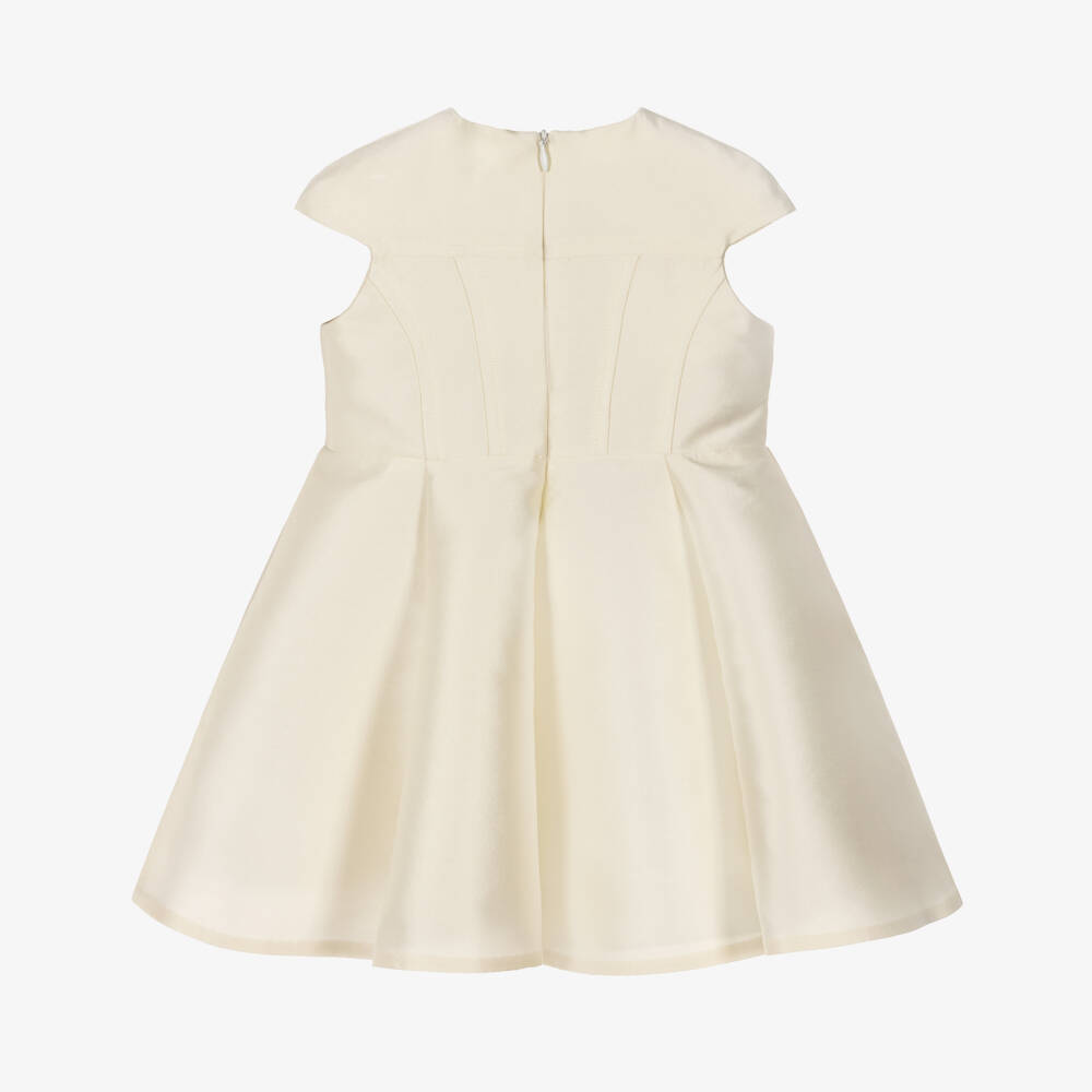 Elie Saab-Girls Champagne Satin Dress with Cap Sleeves | Childrensalon Outlet