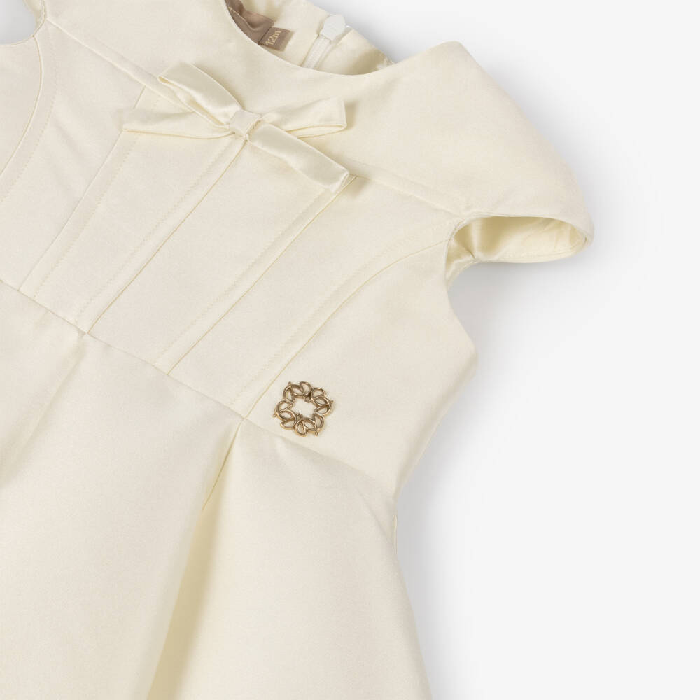 Elie Saab-Girls Champagne Satin Dress with Cap Sleeves | Childrensalon Outlet