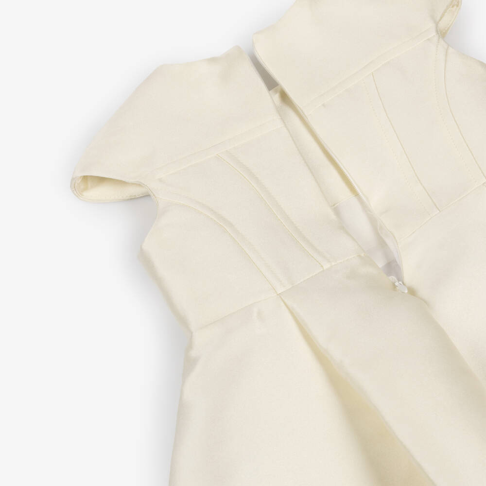 Elie Saab-Girls Champagne Satin Dress with Cap Sleeves | Childrensalon Outlet