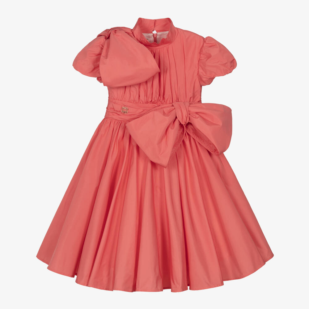 Elie Saab-Girls Coral Satin Celebration Dress | Childrensalon Outlet