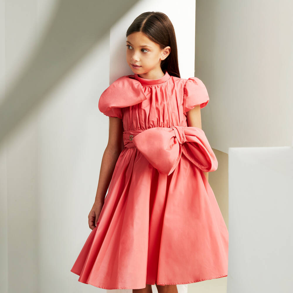 Elie Saab-Girls Coral Satin Celebration Dress | Childrensalon Outlet