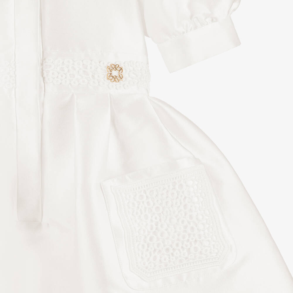 Elie Saab-Girls Cream Silk Sleeve Dress | Childrensalon Outlet