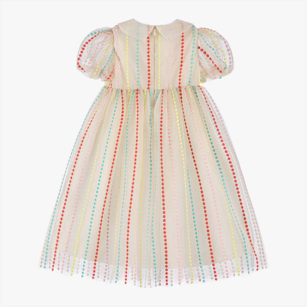 Elie Saab-Girls Elegant Beige Tulle Frock | Childrensalon Outlet