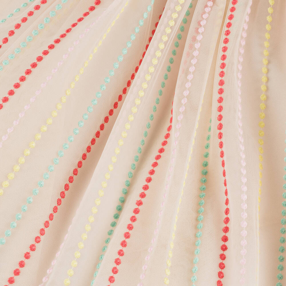 Elie Saab-Girls Embroidered Beige Tulle Gown | Childrensalon Outlet