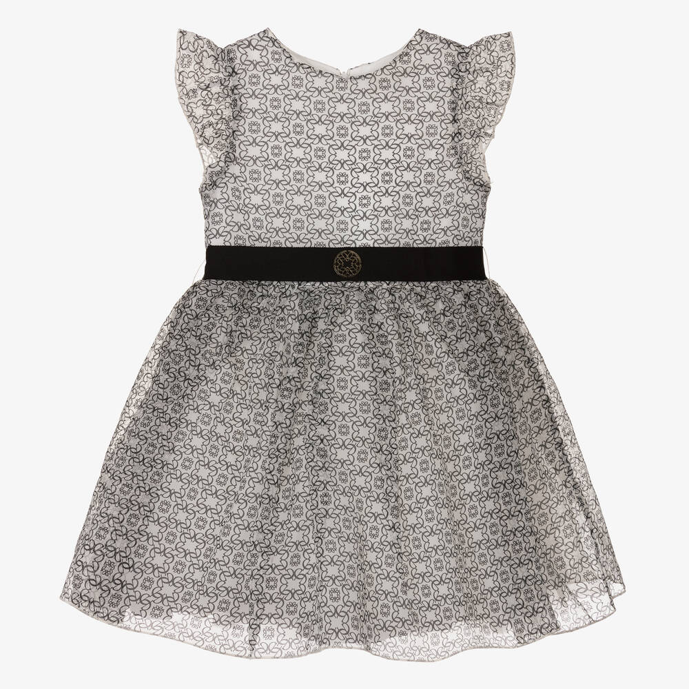 Elie Saab - Кремово-черное платье из шелковой органзы | Childrensalon