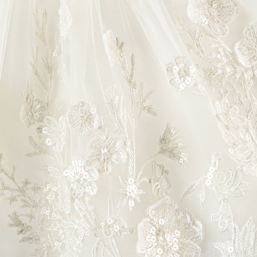 Elie Saab-Girls Ivory Embroidered Tulle Dress | Childrensalon Outlet