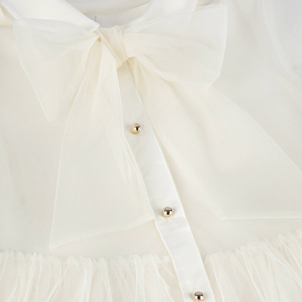 إيلي صعب-فستان تول مطرز لون عاجي | Childrensalon Outlet