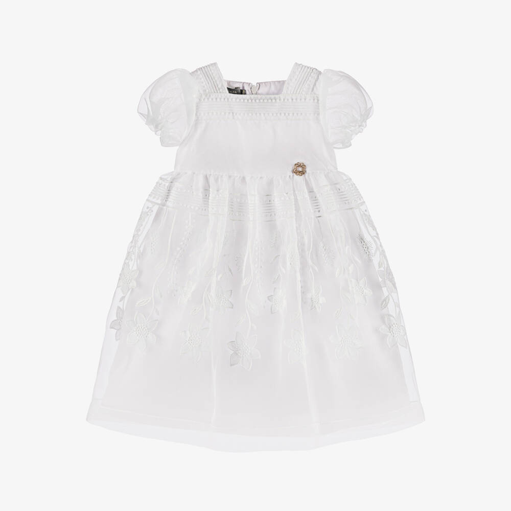 Elie Saab-Girls Ivory Floral Organza Dress | Childrensalon Outlet
