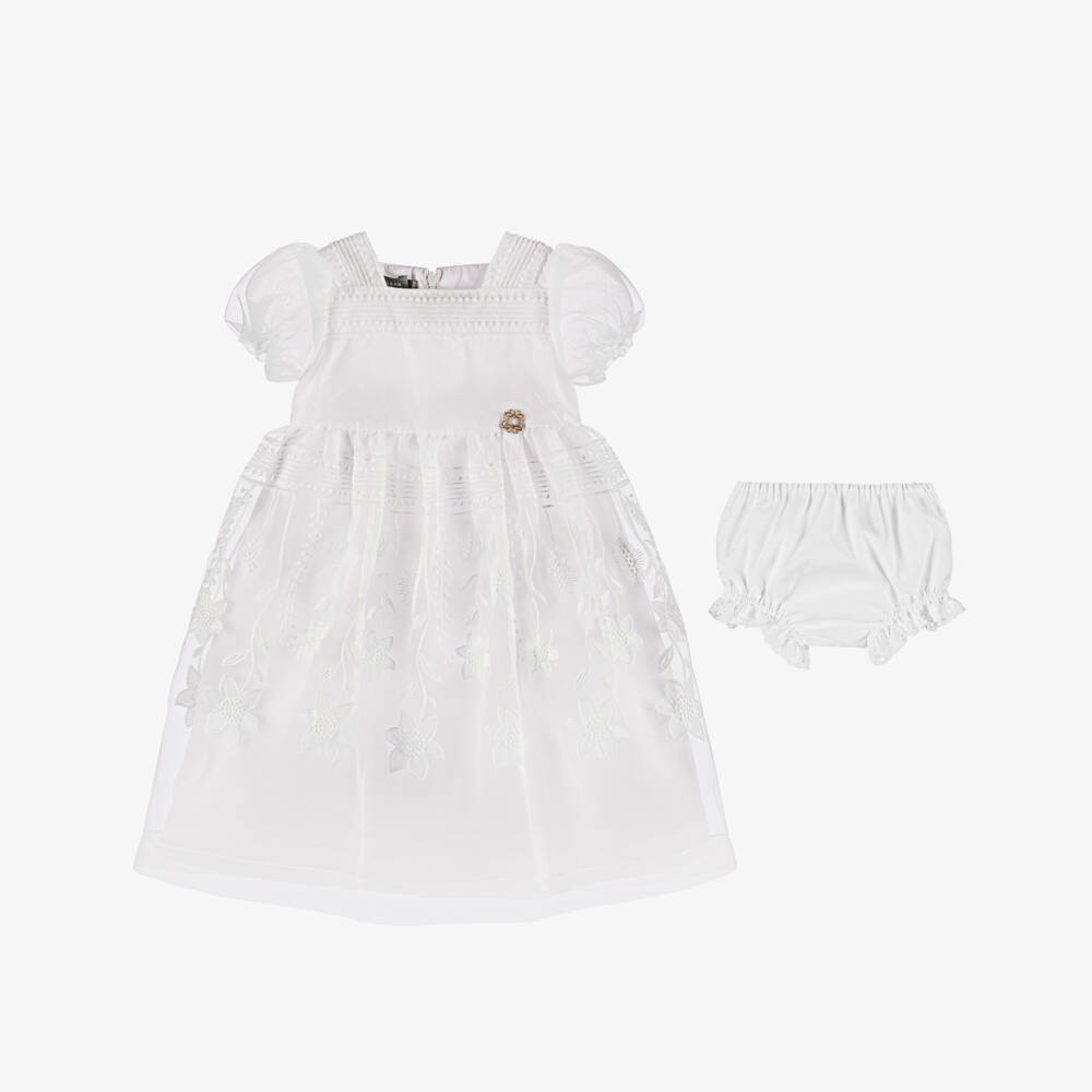 Elie Saab-Girls Ivory Floral Organza Dress | Childrensalon Outlet