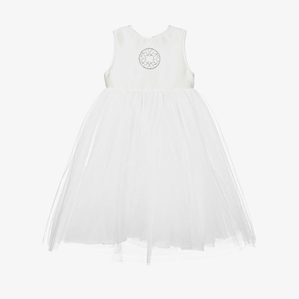 Elie Saab - Girls Ivory Silk & Tulle Dress | Childrensalon