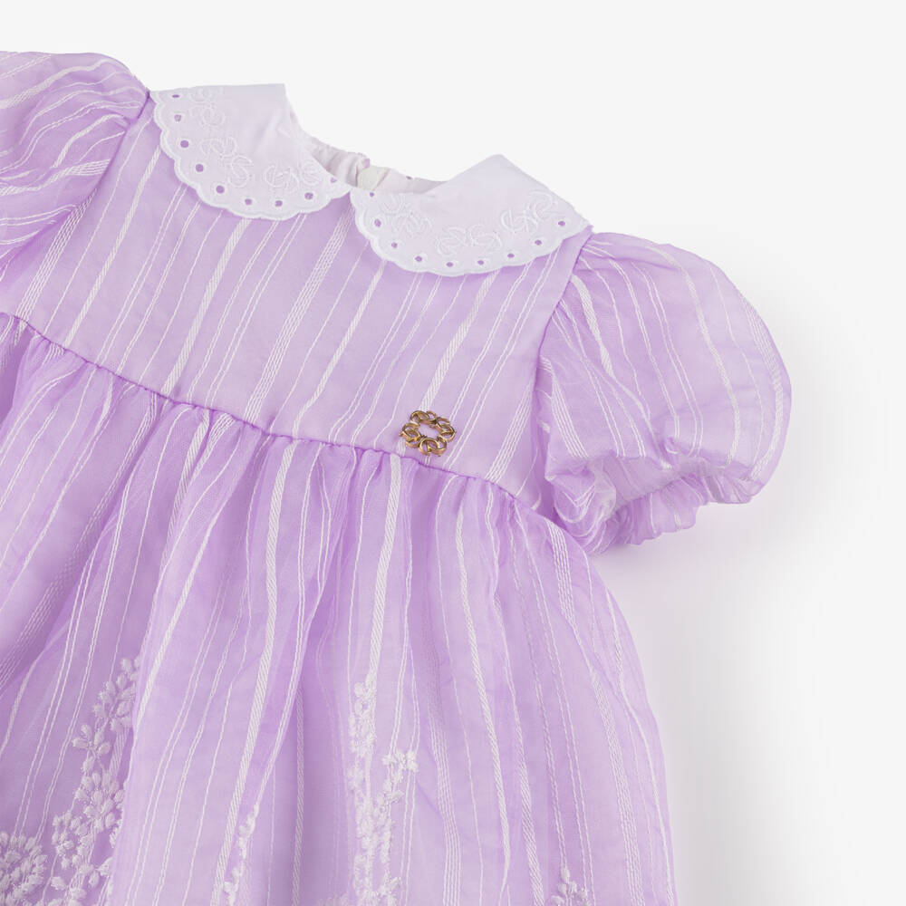 Elie Saab-Платье из органзы с цветочным узором лаванды для девочек | Childrensalon Outlet