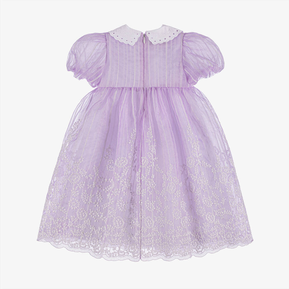 Elie Saab-Платье из органзы с цветочным узором лаванды для девочек | Childrensalon Outlet