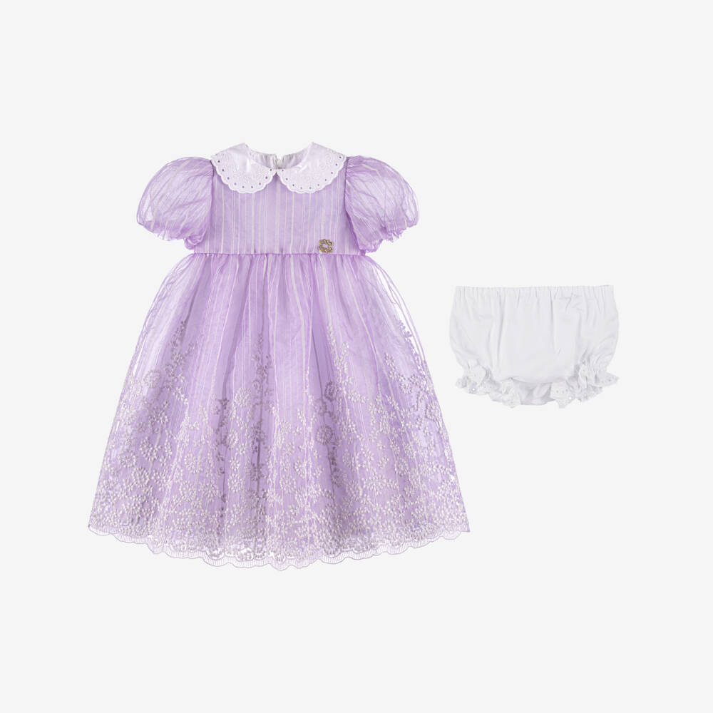 Elie Saab-Платье из органзы с цветочным узором лаванды для девочек | Childrensalon Outlet