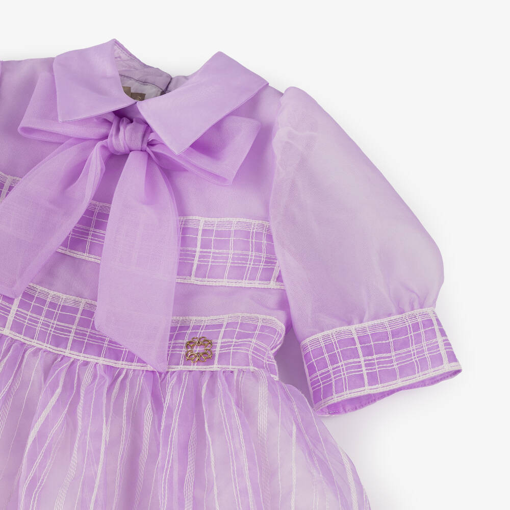 Elie Saab-Платье из органзы с цветочным узором для девочек лилового цвета | Childrensalon Outlet