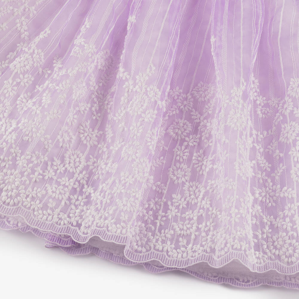 Elie Saab-Платье из органзы с цветочным узором для девочек лилового цвета | Childrensalon Outlet