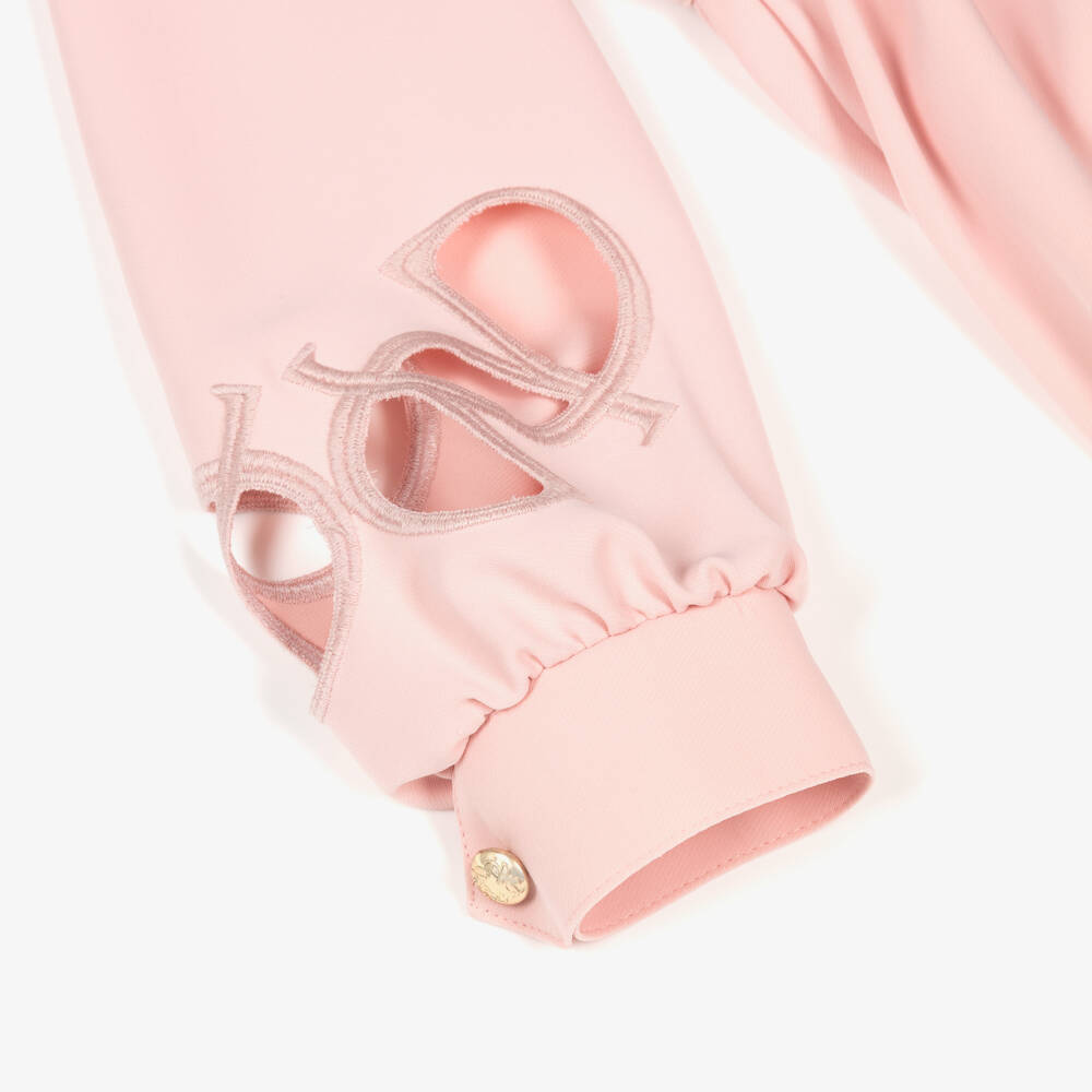 Elie Saab-Girls Pink Crêpe Shirt Dress with Cutwork | Childrensalon Outlet