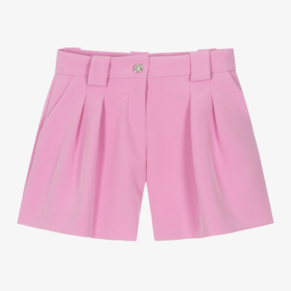 Elie Saab-Girls Pink Diamanté Pleated Shorts | Childrensalon Outlet