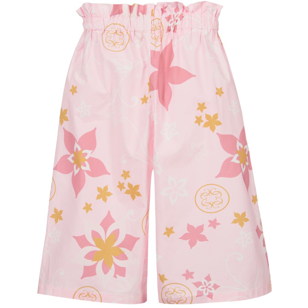Elie Saab-بنطلون كولوت قطن لون زهري بطبعة ورود للبنات | Childrensalon Outlet