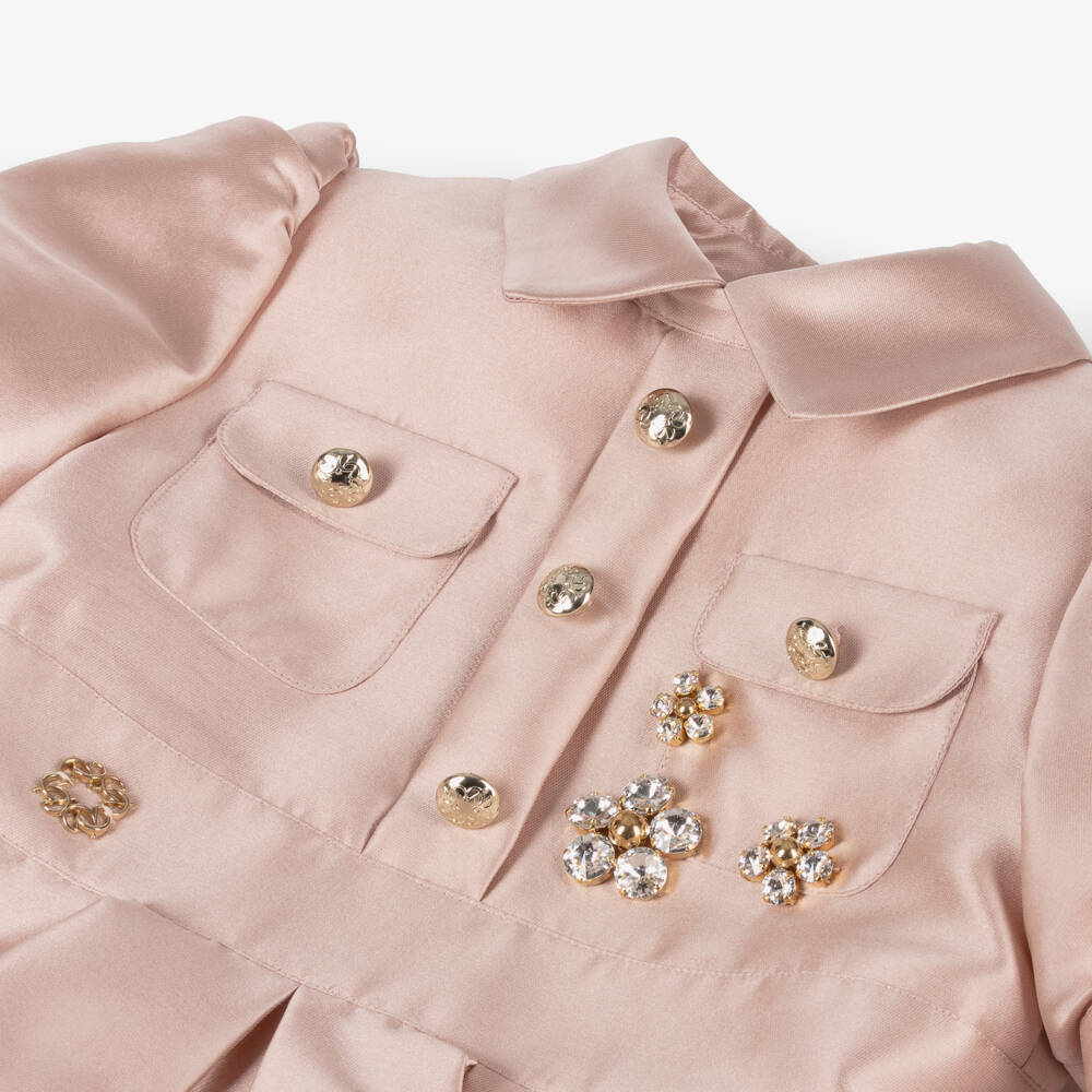 Elie Saab-Girls Pink Jewelled Satin Delight | Childrensalon Outlet