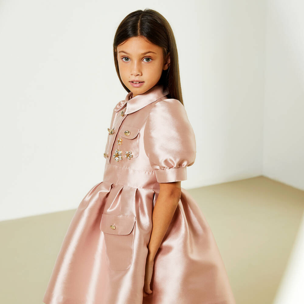 Elie Saab-Girls Pink Jewelled Satin Delight | Childrensalon Outlet