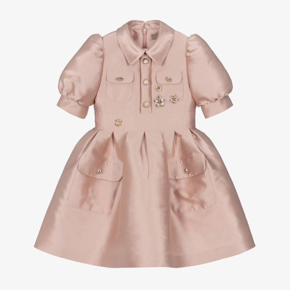 Elie Saab-Girls Pink Jewelled Satin Delight | Childrensalon Outlet