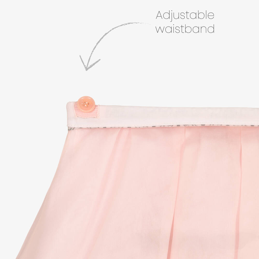 إيلي صعب-تنورة بكُسرات حرير أورغانزا وتول لون زهري | Childrensalon Outlet