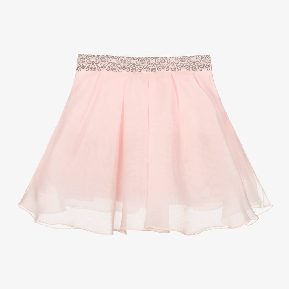Elie Saab - Girls Pink Pleated Silk Organza Skirt | Childrensalon