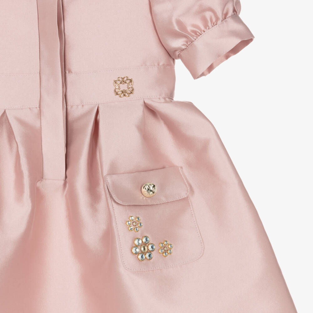 Elie Saab-Girls Pink Satin Jewel-Embellished Dress | Childrensalon Outlet