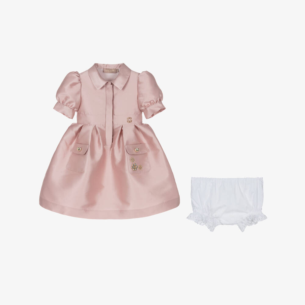 Elie Saab-Girls Pink Satin Jewel-Embellished Dress | Childrensalon Outlet